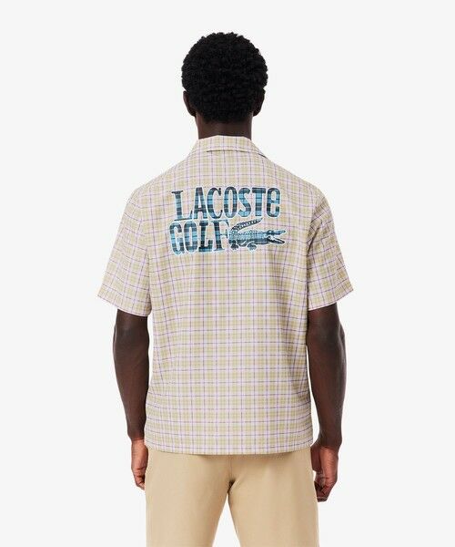 LACOSTE/ラコステ ラコステゴルフチェックオープンカラーシャツ ベージュ 39(日本サイズM) LACOSTE/ラコステ ラコステゴルフチェックオープンカラーシャツ ベージュ 39(日本サイズM)