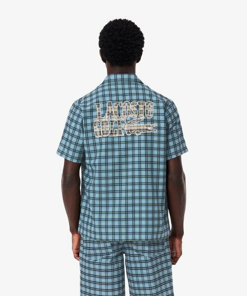 LACOSTE/ラコステ ラコステゴルフチェックオープンカラーシャツ ダークブルー 41(日本サイズXL) LACOSTE/ラコステ ラコステゴルフチェックオープンカラーシャツ ダークブルー 41(日本サイズXL)