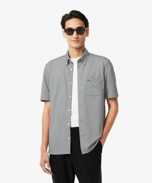LACOSTE/ラコステ マイクロチェックジャージシャツ ブラック 41(日本サイズXL) LACOSTE/ラコステ マイクロチェックジャージシャツ ブラック 41(日本サイズXL)