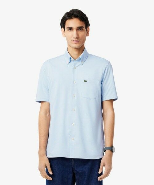 LACOSTE/ラコステ マイクロチェックジャージシャツ サックスブルー 39(日本サイズM) LACOSTE/ラコステ マイクロチェックジャージシャツ サックスブルー 39(日本サイズM)