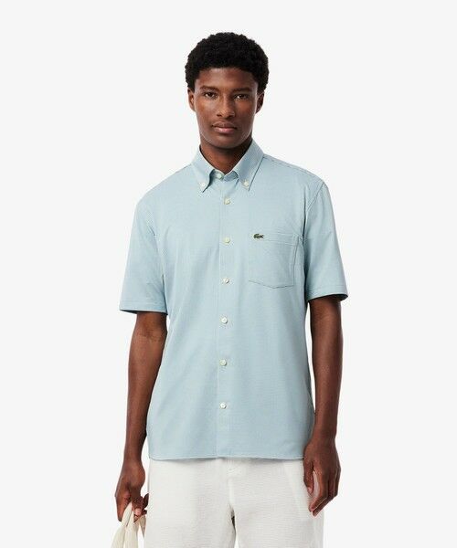 LACOSTE/ラコステ マイクロチェックジャージシャツ グレイッシュブルー 42(日本サイズXXL) LACOSTE/ラコステ マイクロチェックジャージシャツ グレイッシュブルー 42(日本サイズXXL)