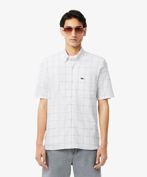 LACOSTE/ラコステ ウィンドウペーンチェックジャージシャツ ブラック 39(日本サイズM) LACOSTE/ラコステ ウィンドウペーンチェックジャージシャツ ブラック 39(日本サイズM)