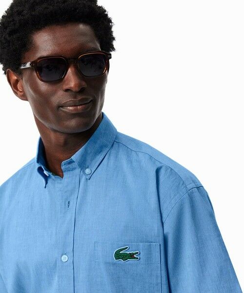 LACOSTE/ラコステ ウォッシュドオックスフォード半袖ボタンダウンシャツ ブルー 40(日本サイズL) LACOSTE/ラコステ ウォッシュドオックスフォード半袖ボタンダウンシャツ ブルー 40(日本サイズL)