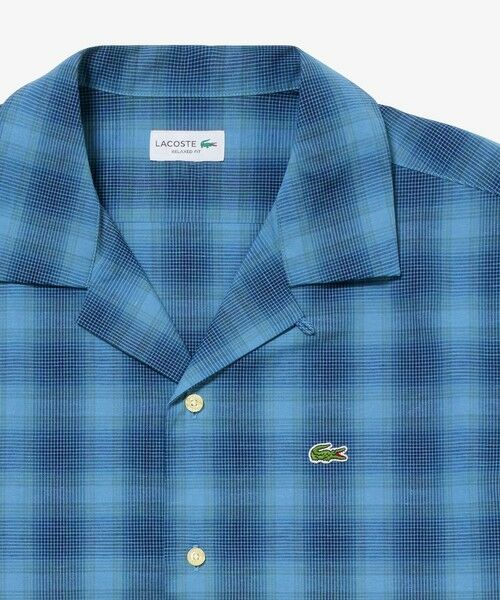 LACOSTE / ラコステ シャツ・ブラウス | リネンブレンドオープンカラーオンブレチェックシャツ | 詳細13