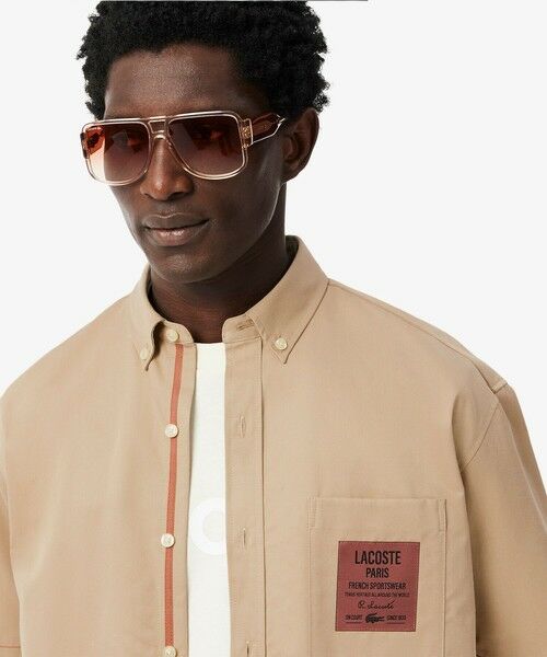 LACOSTE / ラコステ シャツ・ブラウス | シルクブレンドネームパッチボタンダウンシャツ | 詳細13