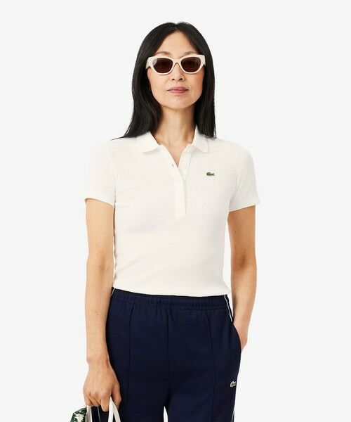 LACOSTE/ラコステ タイトフィットリブニットポロシャツ ホワイト 38(L) LACOSTE/ラコステ タイトフィットリブニットポロシャツ ホワイト 38(L)