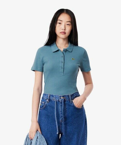 LACOSTE/ラコステ タイトフィットリブニットポロシャツ グレイッシュブルー 36(M) LACOSTE/ラコステ タイトフィットリブニットポロシャツ グレイッシュブルー 36(M)
