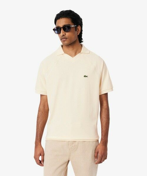 LACOSTE/ラコステ メッシュショルダーオープンネックシャツ オフホワイト 5(日本サイズXL) LACOSTE/ラコステ メッシュショルダーオープンネックシャツ オフホワイト 5(日本サイズXL)
