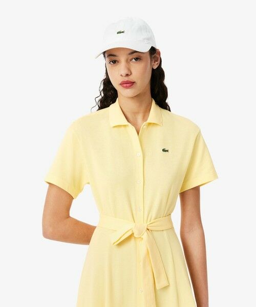 LACOSTE / ラコステ ミニ丈・ひざ丈ワンピース | 鹿の子地シャツドレス ドレープフレアワンピース | 詳細1