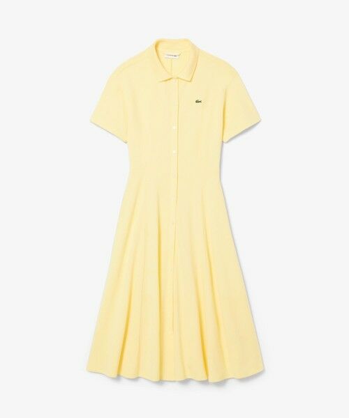 Lacoste★半袖 4ボタン留め ロゴ ミニ ワンピース ドレス★黄★ Lacoste☆半袖 4ボタン留め ロゴ ミニ ワンピース ドレス☆黄