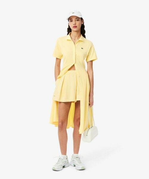 鹿の子地シャツドレス ドレープフレアワンピース （ミニ丈・ひざ