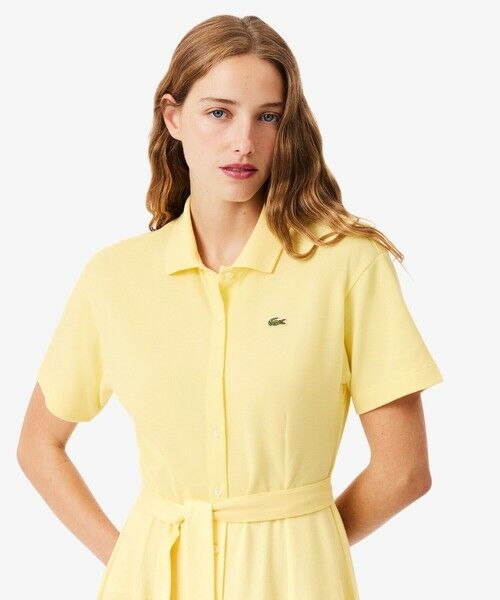 LACOSTE / ラコステ ミニ丈・ひざ丈ワンピース | 鹿の子地シャツドレス ドレープフレアワンピース | 詳細1