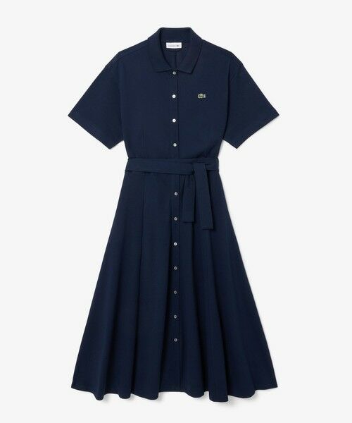 LACOSTE / ラコステ ミニ丈・ひざ丈ワンピース | 鹿の子地シャツドレス ドレープフレアワンピース | 詳細12