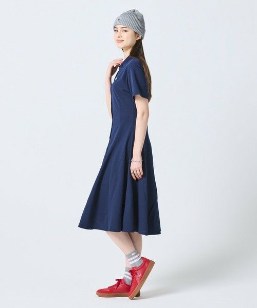 LACOSTE / ラコステ ミニ丈・ひざ丈ワンピース | 鹿の子地シャツドレス ドレープフレアワンピース | 詳細10