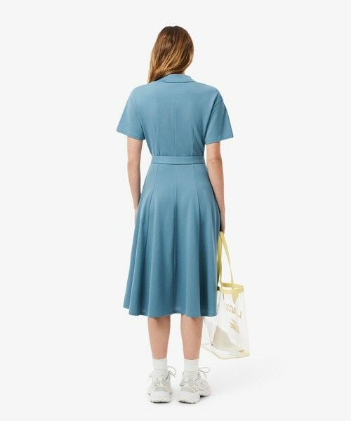 休日限定価格　LACOSTE 鹿の子シャツドレス　ワンピース 鹿の子地シャツドレス ドレープフレアワンピース（シャツ