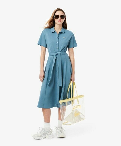 LACOSTE / ラコステ ミニ丈・ひざ丈ワンピース | 鹿の子地シャツドレス ドレープフレアワンピース | 詳細19