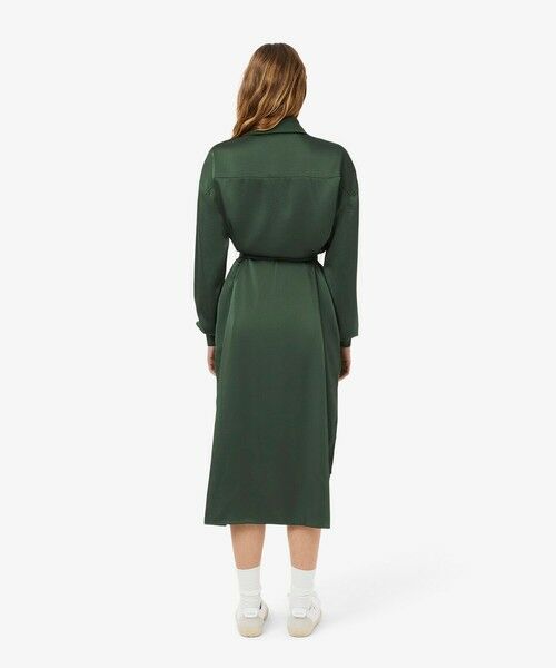 LACOSTE / ラコステ ミニ丈・ひざ丈ワンピース | サイドスリット シャイニーツイルロングドレス ハーフジップワンピース | 詳細2