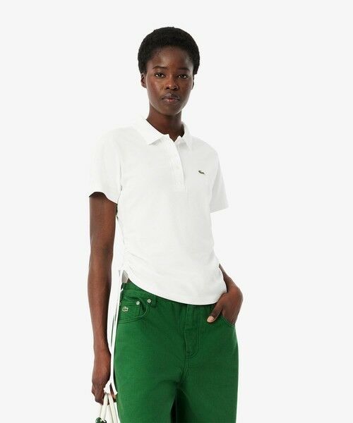 LACOSTE/ラコステ サイドシームギャザー ドロストコード キモノスリーブポロシャツ ホワイト 38(L) LACOSTE/ラコステ サイドシームギャザー ドロストコード キモノスリーブポロシャツ ホワイト 38(L)
