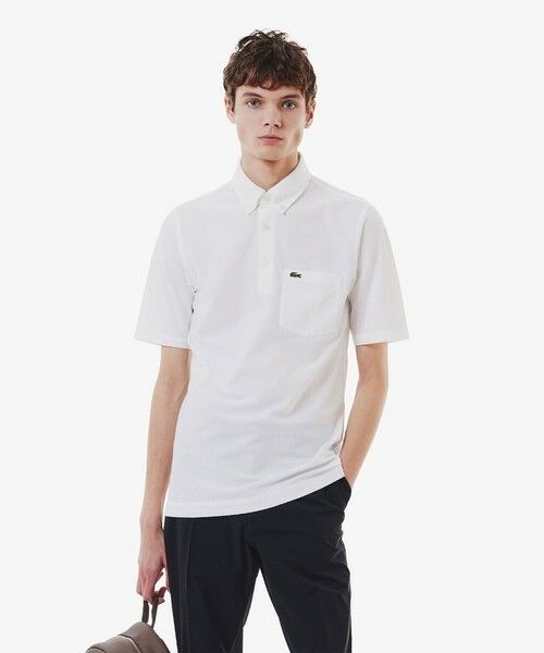 LACOSTE×SHIPS 別注 ボタンダウンポロシャツ ホワイト サイズ3 LACOSTE ポロシャツ 「SHIPS別注」LACOSTE: 50th ANNIV ドロップ