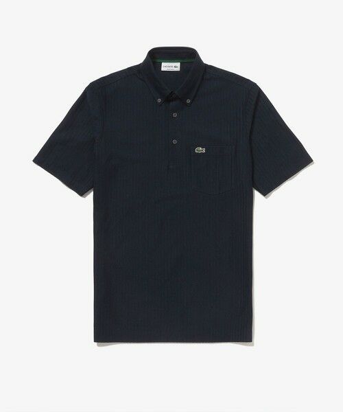 新品未使用❗ラコステLACOSTEボタンダウン半袖ポロシャツ ラコステ LACOSTE 鹿の子地切り替え同色ストライプボタンダウン