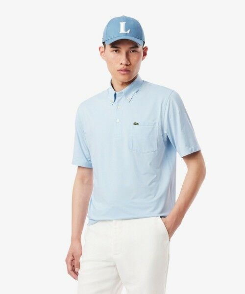 LACOSTE / ラコステ ポロシャツ | 消臭・速乾・UVカットマイクロチェックポロシャツ(サックスブルー)