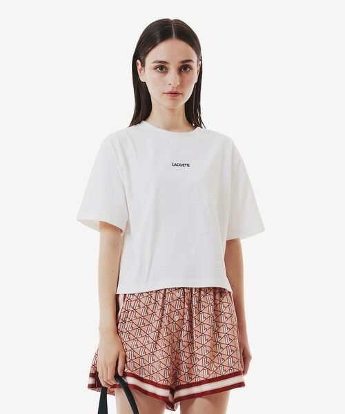 LACOSTE / ラコステ Tシャツ | ワイド&ショートネームステッチTシャツ(ホワイト)