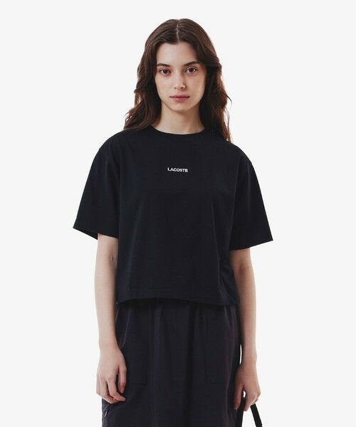 LACOSTE / ラコステ Tシャツ | ワイド&ショートネームステッチTシャツ(ブラック)