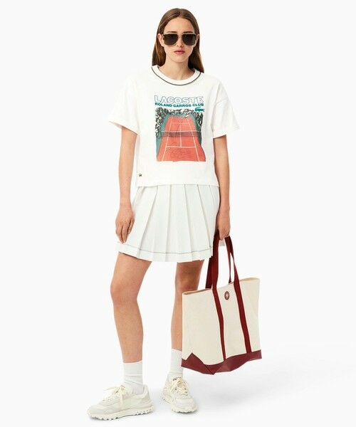 LACOSTE / ラコステ Tシャツ | クロップド丈 ローラン・ギャロスコラボ グラフィックプリント 半袖Tシャツ | 詳細3