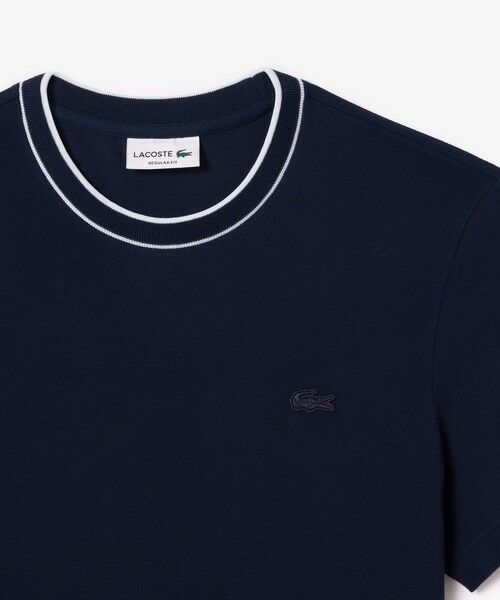 LACOSTE / ラコステ Tシャツ | 配色ラインドリブネック鹿の子地 半袖Tシャツ | 詳細4