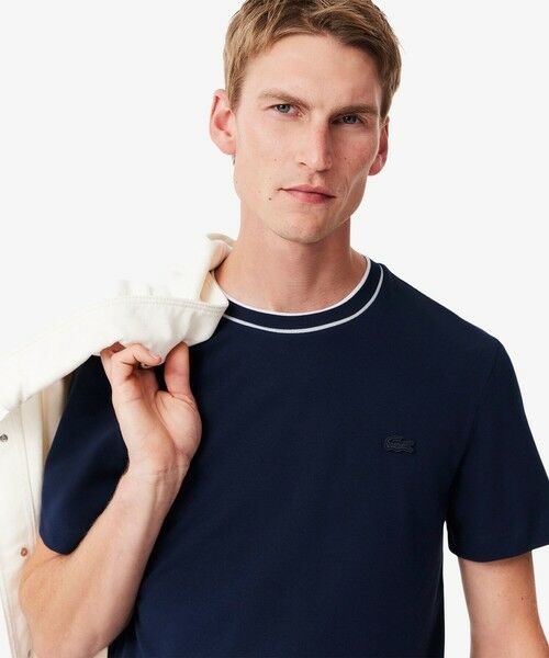 LACOSTE / ラコステ Tシャツ | 配色ラインドリブネック鹿の子地 半袖Tシャツ | 詳細1