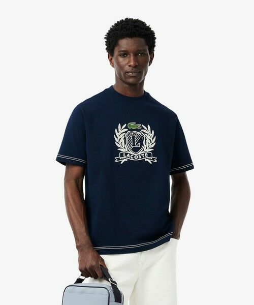 LACOSTE/ラコステ ハンドステッチ風フレンチグラフィックTシャツ ネイビー 4(日本サイズL) LACOSTE/ラコステ ハンドステッチ風フレンチグラフィックTシャツ ネイビー 4(日本サイズL)