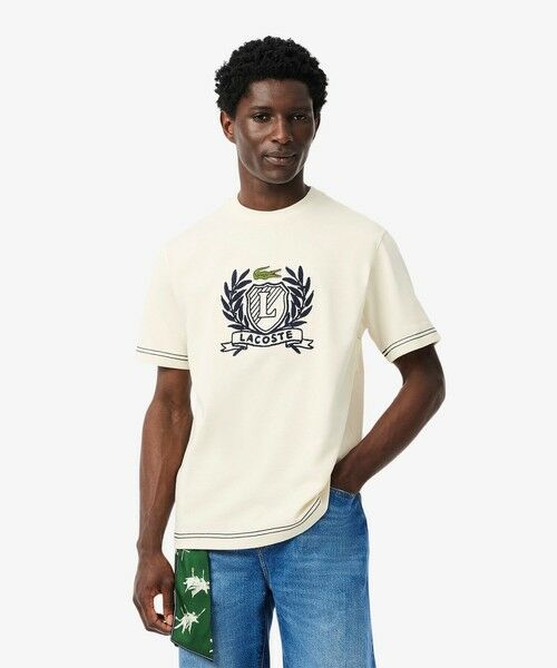 LACOSTE/ラコステ ハンドステッチ風フレンチグラフィックTシャツ オフホワイト 3(日本サイズM) LACOSTE/ラコステ ハンドステッチ風フレンチグラフィックTシャツ オフホワイト 3(日本サイズM)