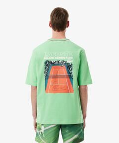 ローラン・ギャロスコラボ 配色ライン バックプリントTシャツ