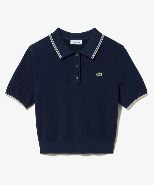 【美品】LACOSTE x Jeremyville コラボ ポロシャツ M ラコステ LACOSTE モノグラムジャカードポロシャツ （ネイビー