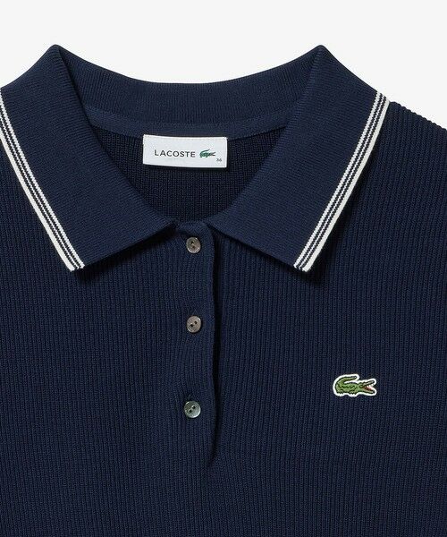 LACOSTE 日本製 ワイド ポロシャツ 鹿の子 ドロップ スリット 紺 セール】 L.12.12ルーズフィット ドロップショルダー 鹿の子半袖