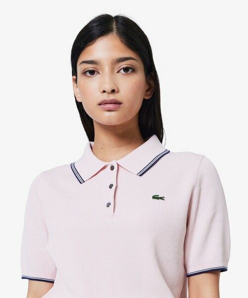 LACOSTE 半袖ポロシャツ アイボリー サイズ34 セール】 ハイゲージパイル地 オーバーサイズ 半袖ポロシャツ