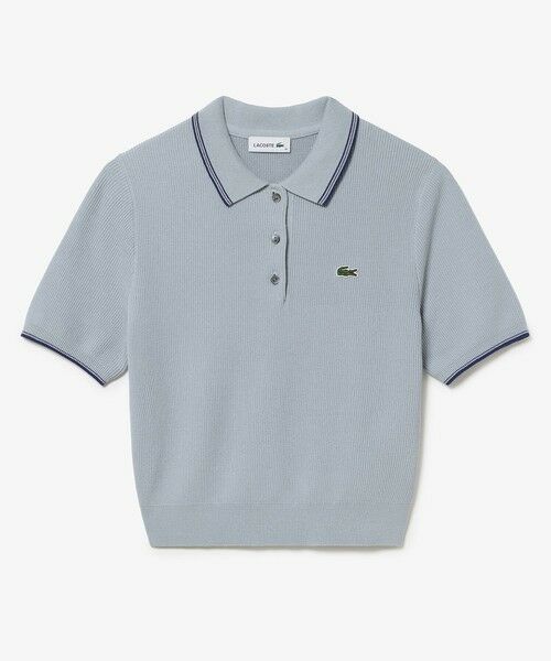 LACOSTE / ラコステ ポロシャツ | 配色ライン コンパクトニットポロシャツ(ダークグレー)