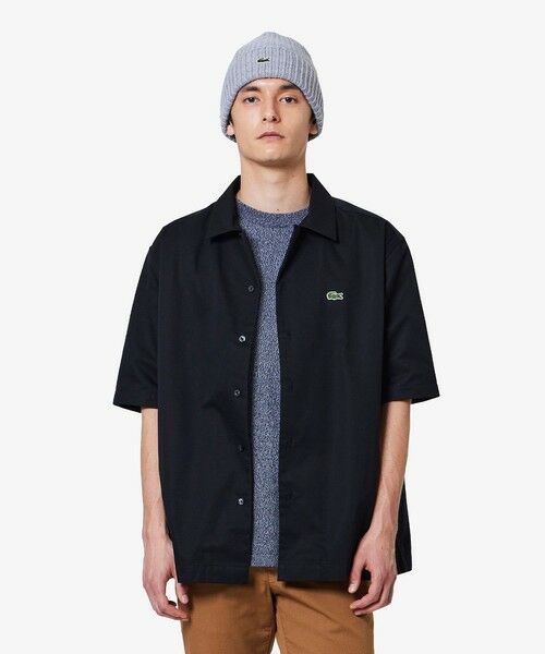 LACOSTE/ラコステ シルクブレンドオープンカラーシャツ ブラック 39(日本サイズM) LACOSTE/ラコステ シルクブレンドオープンカラーシャツ ブラック 39(日本サイズM)