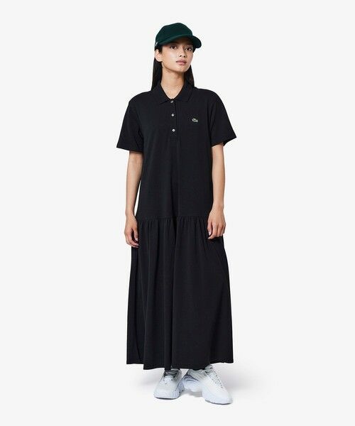 ラコステ　ポロ ワンピース　40 L ブラック 楽天市場】【SALE／40%OFF】リブニットロングポロドレス LACOSTE