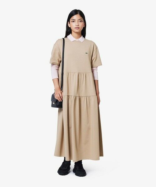 美品ラコステワンピース セール】 キモノスリーブシャツドレス / シャツワンピース