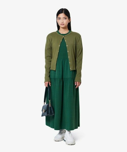 LACOSTE ロングワンピース ストレッチ グリーン 長袖 LACOSTE ロングワンピース ストレッチ グリーン 長袖