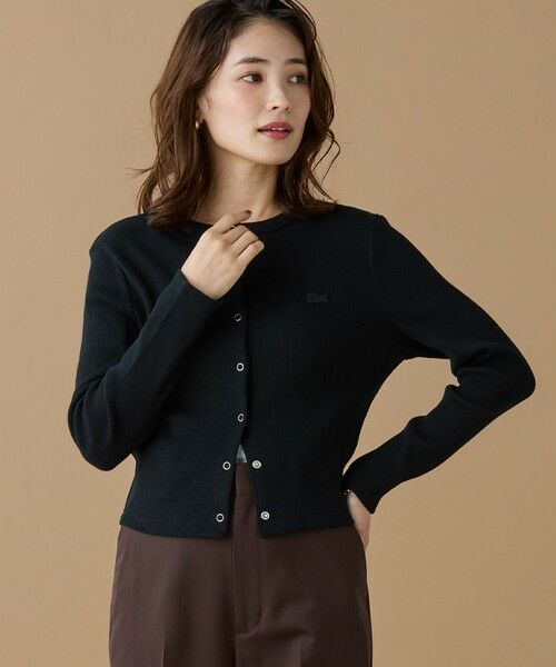 LACOSTE / ラコステ カーディガン・ボレロ | ショート丈 リブジャージカーディガン | 詳細1
