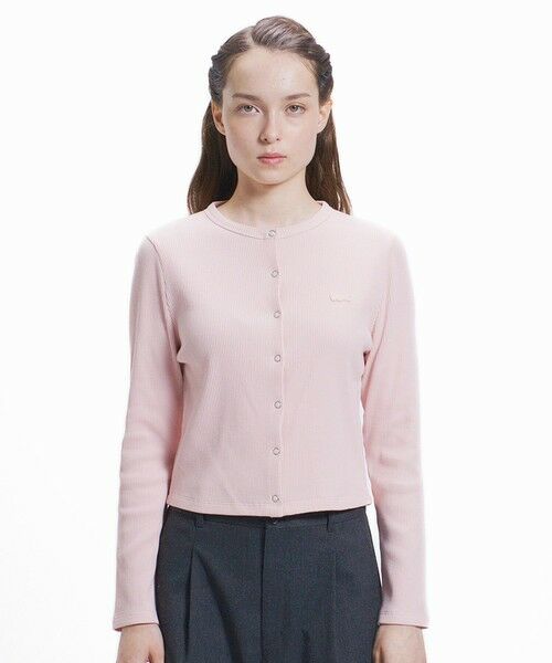 LACOSTE / ラコステ カーディガン・ボレロ | ショート丈 リブジャージカーディガン(ライトピンク)