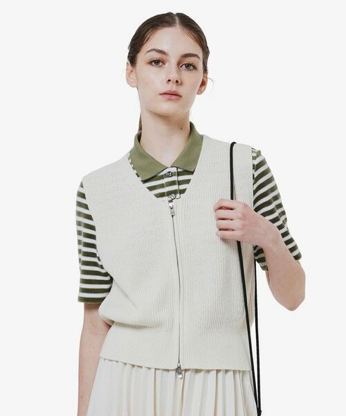 LACOSTE / ラコステ ベスト | ジップアップニットベスト(オフホワイト)