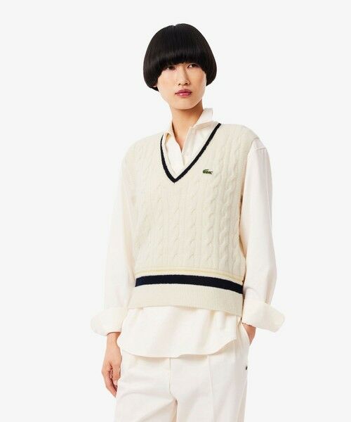 【人気✨】LACOSTE ホワイト ダウンベスト USＬおおきめ ゆったり ラコステ（LACOSTE）公式オンラインストア