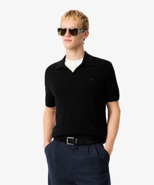 LACOSTE/ラコステ オープンカラーワッフルニット ブラック 3(日本サイズM) LACOSTE/ラコステ オープンカラーワッフルニット ブラック 3(日本サイズM)