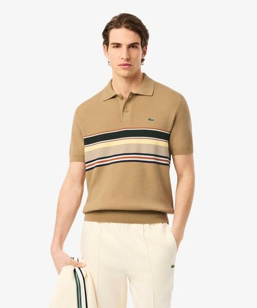 LACOSTE/ラコステ フレンチメイドポロカラーニット ベージュ 5(日本サイズXL) LACOSTE/ラコステ フレンチメイドポロカラーニット ベージュ 5(日本サイズXL)