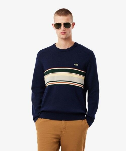 LACOSTE/ラコステ フレンチメイドパネルボーダーニット ネイビー 5(日本サイズXL) LACOSTE/ラコステ フレンチメイドパネルボーダーニット ネイビー 5(日本サイズXL)