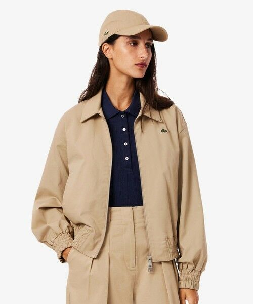 LACOSTE / ラコステ ブルゾン | クロップド丈 レイヤードニットカラージップアップジャケット(ベージュ)