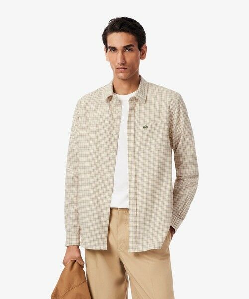 LACOSTE/ラコステ オーガニックコットンフランネルチェックシャツ ベージュ 39(日本サイズM) LACOSTE/ラコステ オーガニックコットンフランネルチェックシャツ ベージュ 39(日本サイズM)